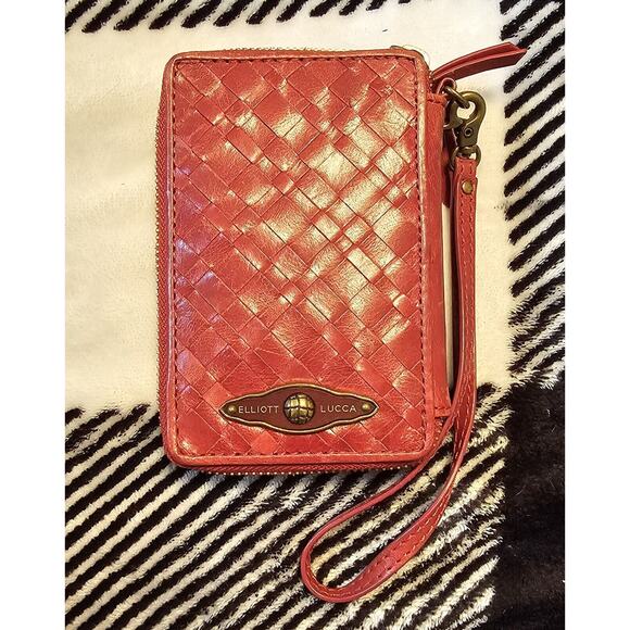 Elliott Lucca Handbags - Elliott Lucca Red Cross Pattern Leather Wallet